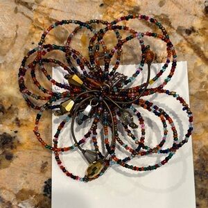 Multi-colored seed bead brooch